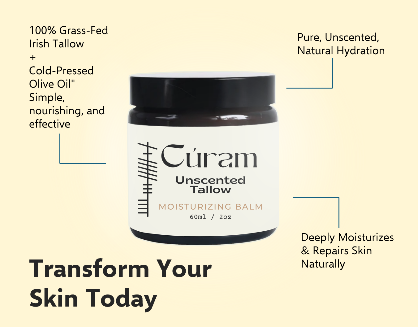 Cúram Unscented Tallow Moisturizing Balm 60ml 2oz